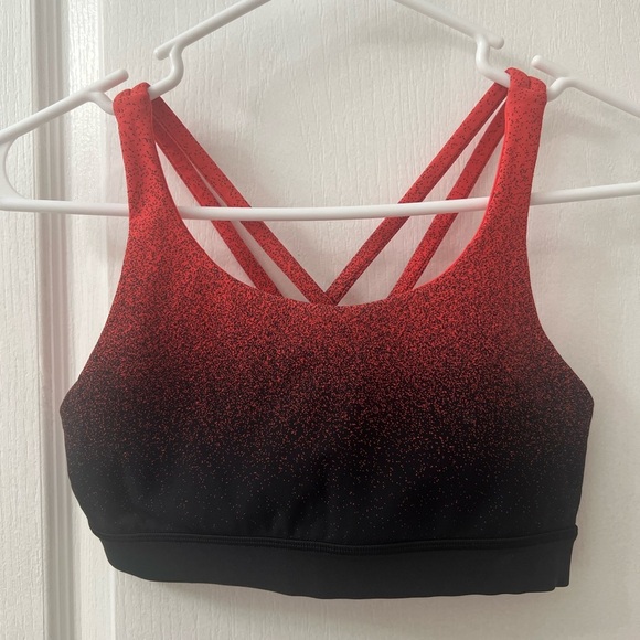 Lululemon Energy Bra Ombre Speckle Stop Jacquard EB Black Thermal Red (Size 6) - Picture 7 of 13